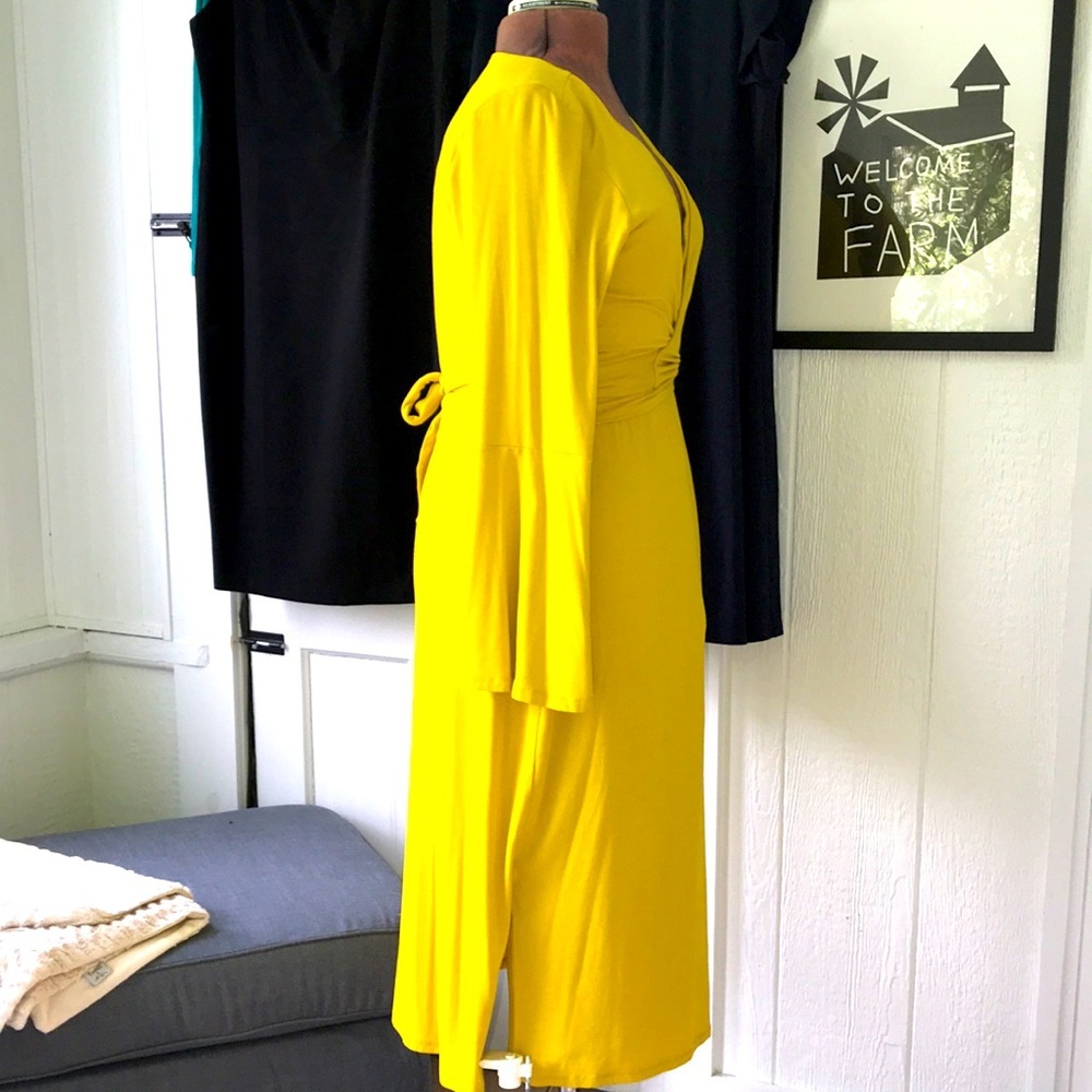 Eloquii Yellow Long Sleeve Wrap Dress - Picture 8 of 8